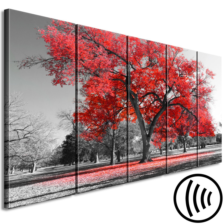 Canvas Art Print Autumn in the Park (5 Parts) Narrow Red 122770 additionalImage 6