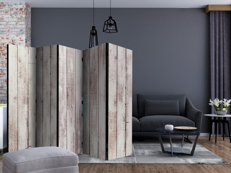 Room Divider Exquisite Wood II - worn texture of white wooden planks 122970 additionalImage 4