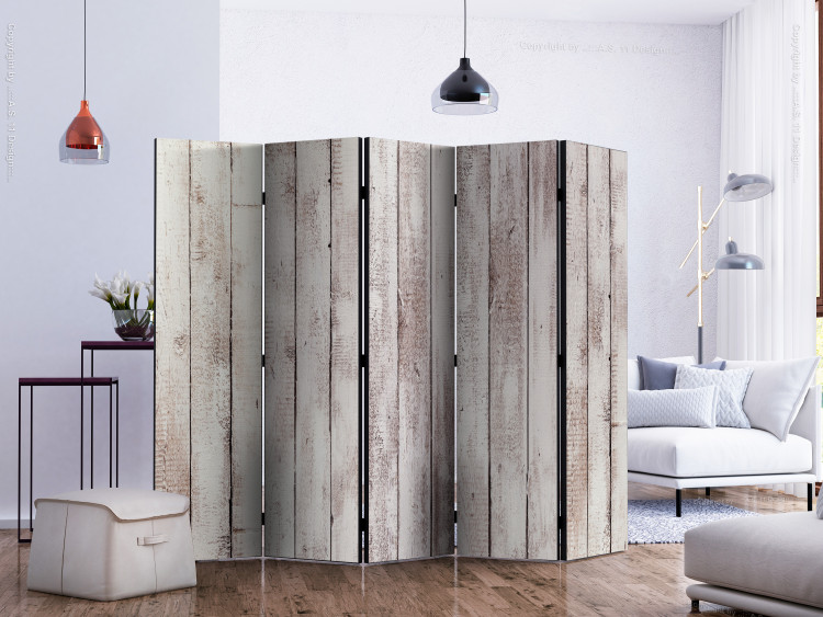 Room Divider Exquisite Wood II - worn texture of white wooden planks 122970 additionalImage 2