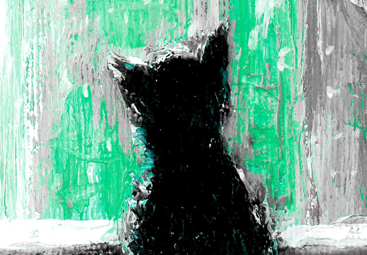 Canvas Print Longing Kitty (1 Part) Vertical Green 123070 additionalImage 5