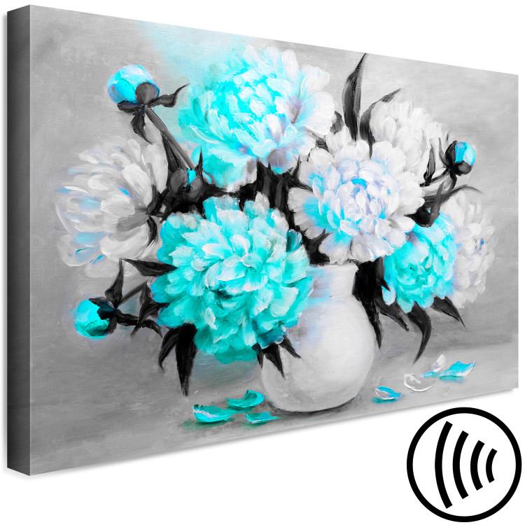 Canvas Print Turquoise peony bouquet - still life with a colourful accent 123370 additionalImage 6