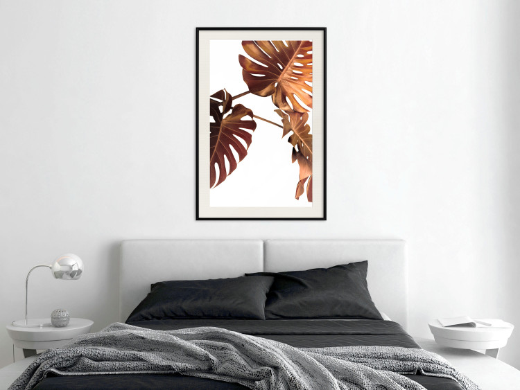 Wall Poster Golden Garden - tropical leaves in copper hue on white background 123770 additionalImage 22