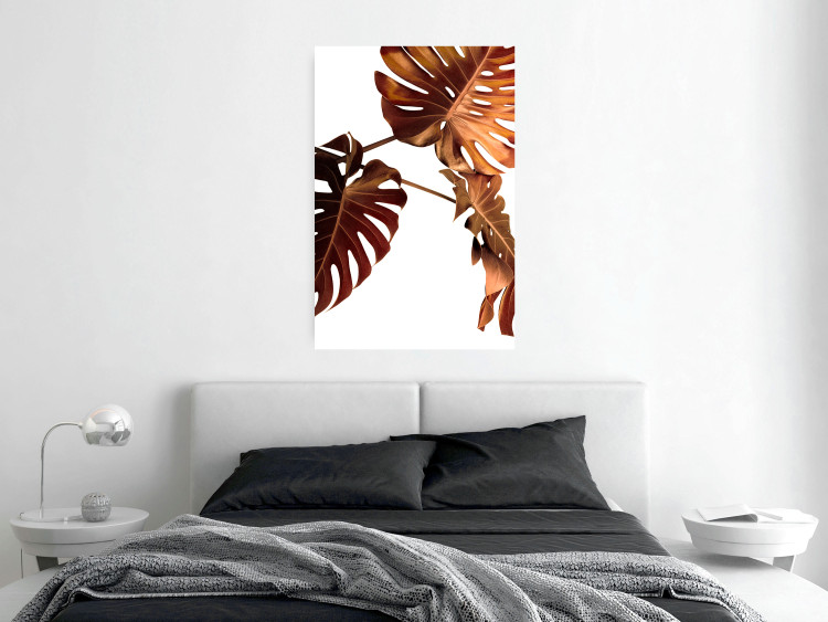 Wall Poster Golden Garden - tropical leaves in copper hue on white background 123770 additionalImage 23
