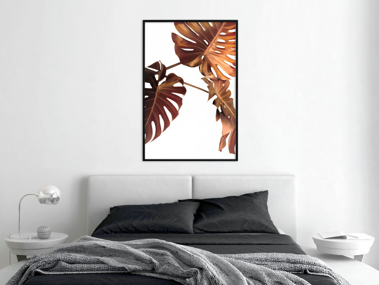 Wall Poster Golden Garden - tropical leaves in copper hue on white background 123770 additionalImage 3