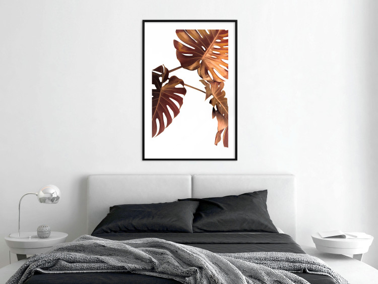 Wall Poster Golden Garden - tropical leaves in copper hue on white background 123770 additionalImage 4