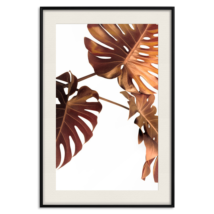 Wall Poster Golden Garden - tropical leaves in copper hue on white background 123770 additionalImage 18