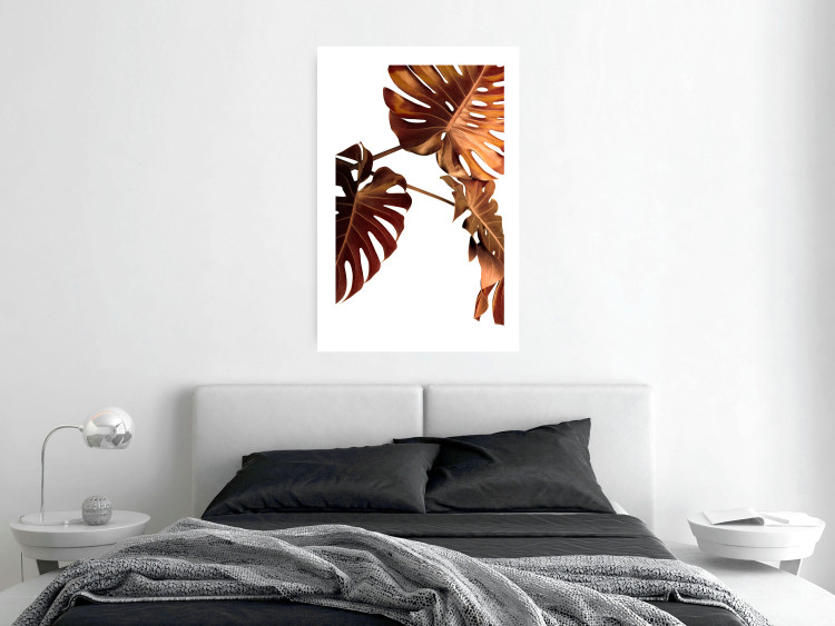 Wall Poster Golden Garden - tropical leaves in copper hue on white background 123770 additionalImage 4