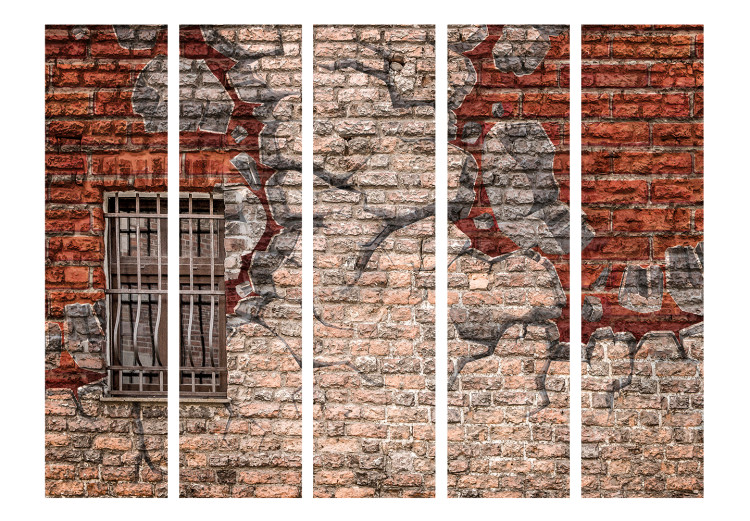 Room Separator Break the Wall II (5-piece) - artistic urban mural with bricks 124270 additionalImage 3