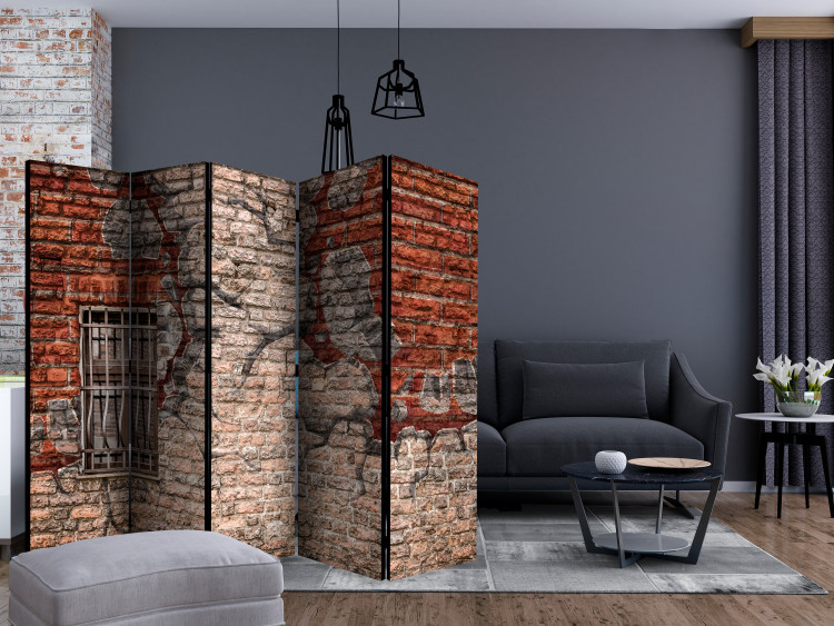 Room Separator Break the Wall II (5-piece) - artistic urban mural with bricks 124270 additionalImage 4