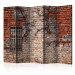 Room Separator Break the Wall II (5-piece) - artistic urban mural with bricks 124270