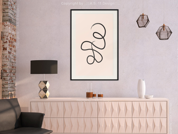 Poster Loop of Thoughts - abstract line art of a twisted line on a pastel background 125670 additionalImage 22