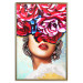 Poster Sweet Lips - abstract portrait of woman with flowers on light background 127870 additionalThumb 17