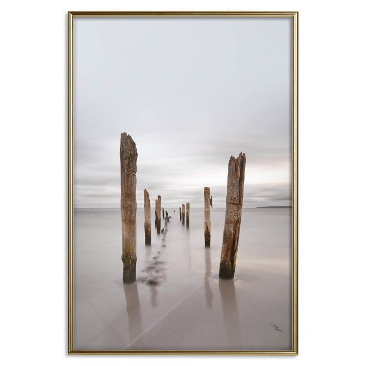 Poster Illusory Calm - seascape with wooden posts against the sky 130270 additionalImage 17