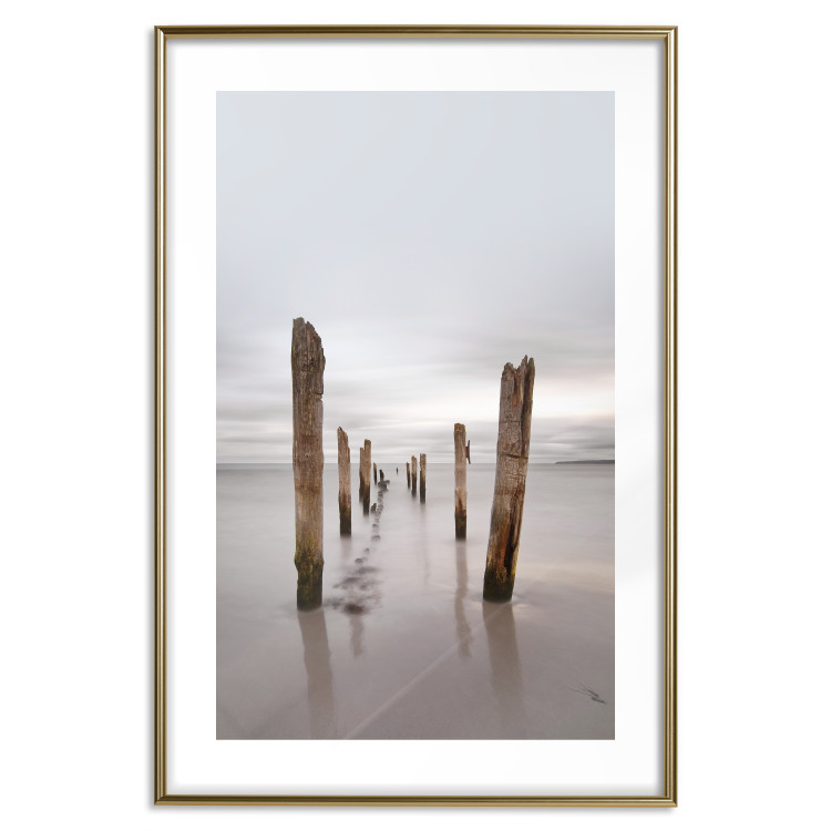 Poster Illusory Calm - seascape with wooden posts against the sky 130270 additionalImage 16