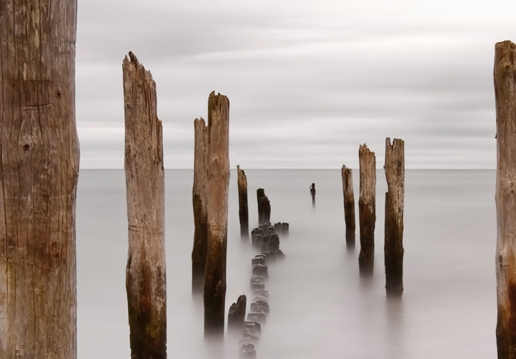 Poster Illusory Calm - seascape with wooden posts against the sky 130270 additionalImage 10