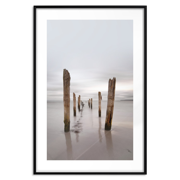 Poster Illusory Calm - seascape with wooden posts against the sky 130270 additionalImage 15
