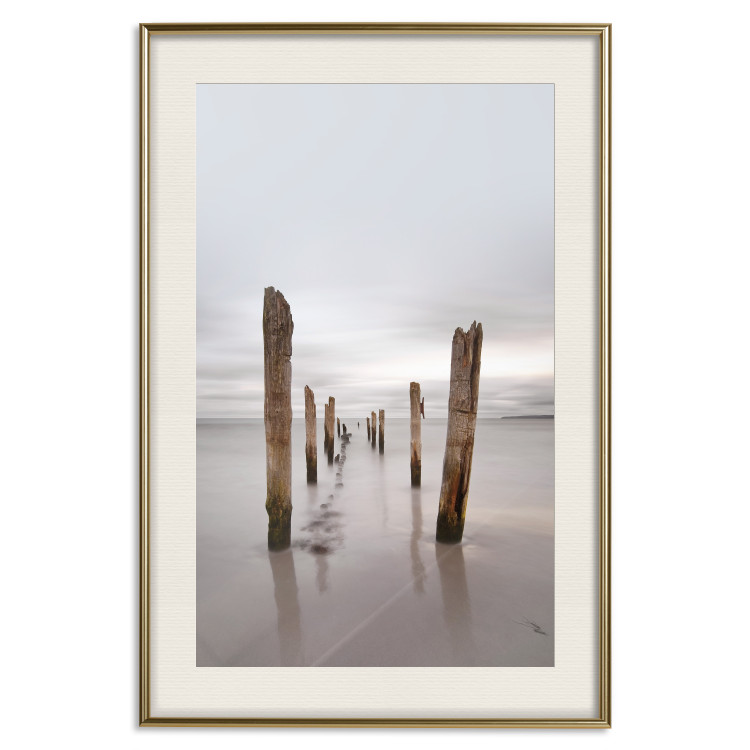 Poster Illusory Calm - seascape with wooden posts against the sky 130270 additionalImage 20