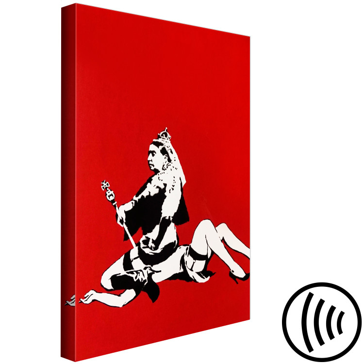 Canvas Banksy's Queen - street art style graphic on red background 132470 additionalImage 6