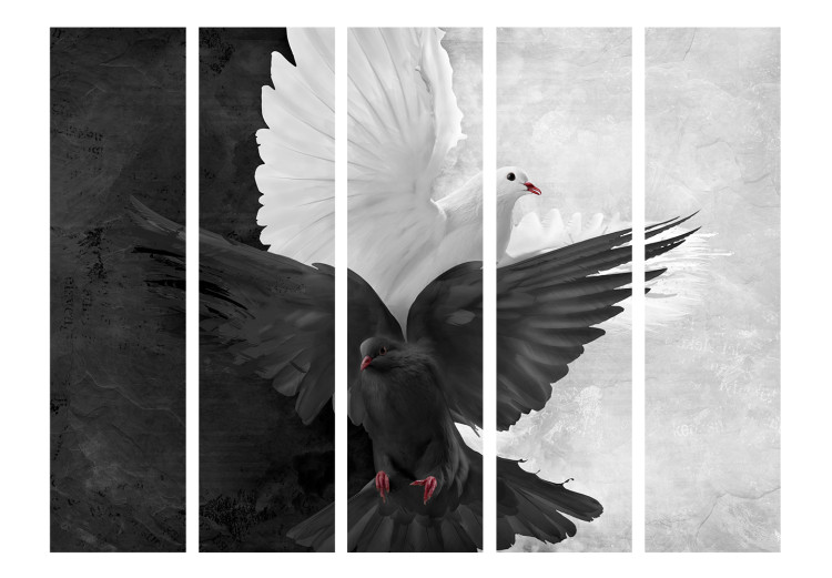 Room Divider Good and Evil II (5-piece) - black and white birds on a contrasting background 132570 additionalImage 3