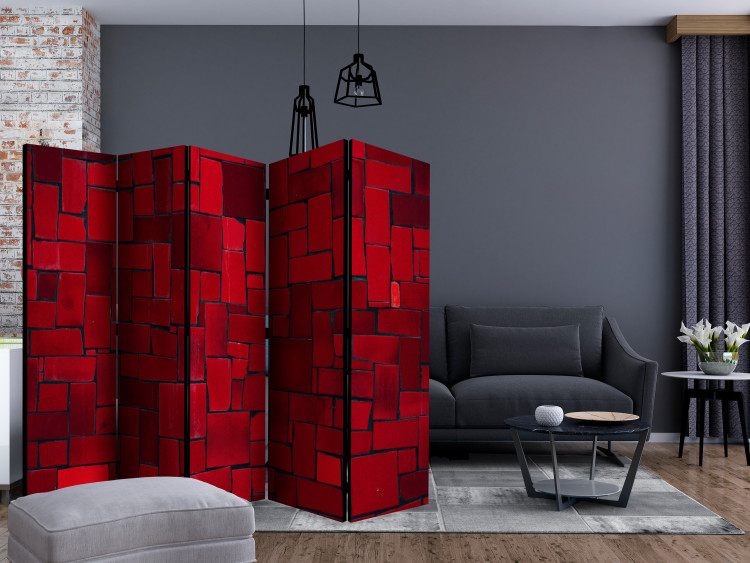 Room Divider Screen Red Imagination II (5-piece) - mosaic of crimson tiles 132970 additionalImage 4