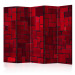 Room Divider Screen Red Imagination II (5-piece) - mosaic of crimson tiles 132970
