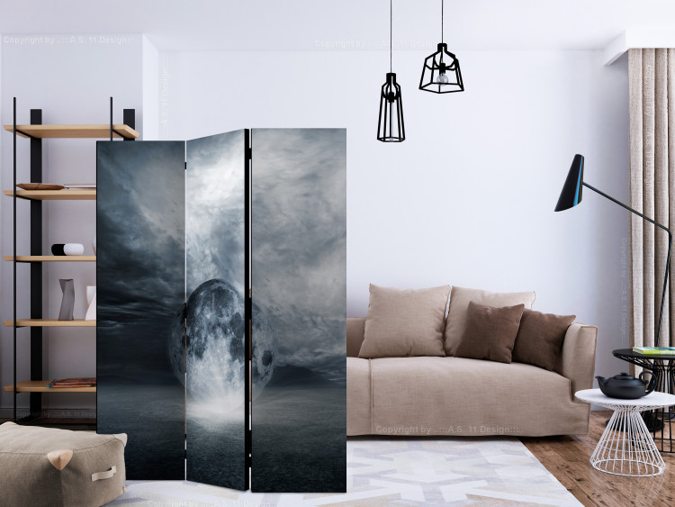 Room Divider Lost Planet (3-piece) - silvery abstraction in space 133270 additionalImage 4