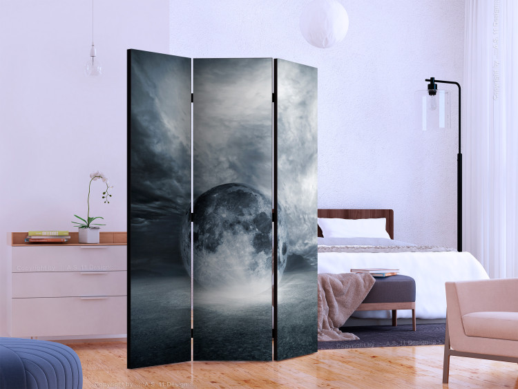 Room Divider Lost Planet (3-piece) - silvery abstraction in space 133270 additionalImage 2
