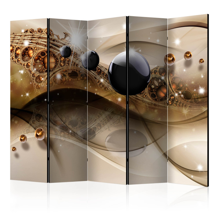 Room Divider Screen Jewel of Expression II - black pearls on abstract luxurious background 133670