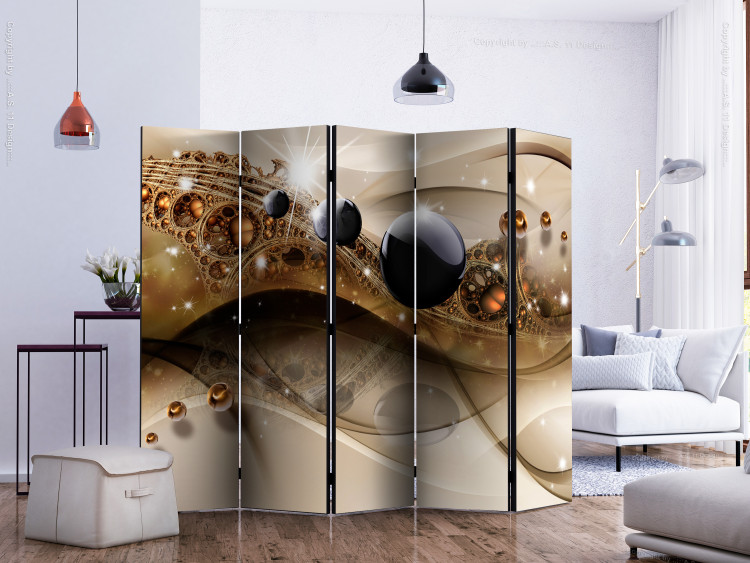 Room Divider Screen Jewel of Expression II - black pearls on abstract luxurious background 133670 additionalImage 2