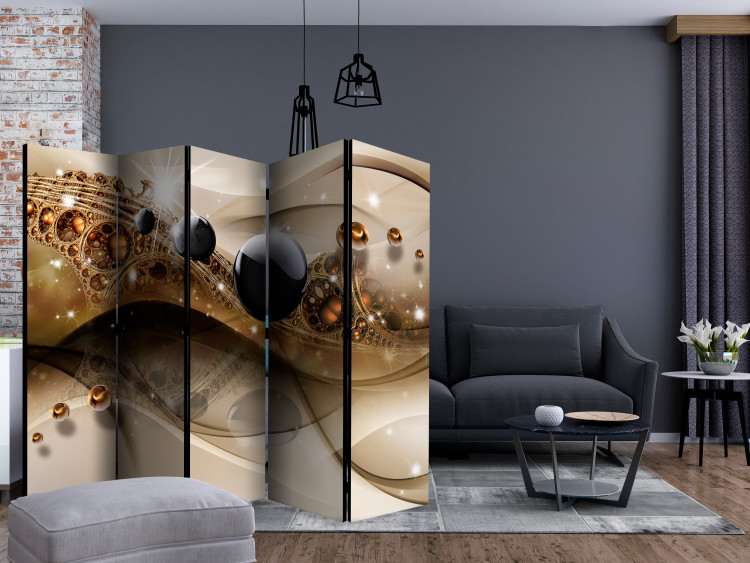 Room Divider Screen Jewel of Expression II - black pearls on abstract luxurious background 133670 additionalImage 4