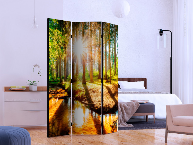 Folding Screen Enchanted Forest - river landscape among forest trees in sunlight 134070 additionalImage 2