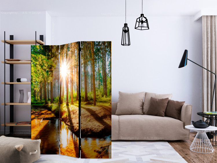 Folding Screen Enchanted Forest - river landscape among forest trees in sunlight 134070 additionalImage 4