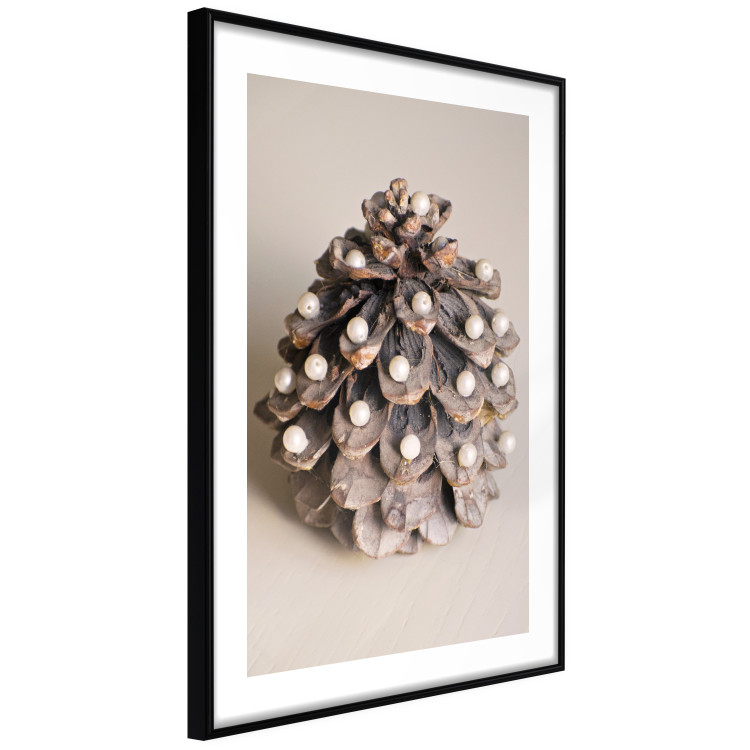Wall Poster Christmas Decoration - cone decorated with white balls on a light background 137970 additionalImage 15