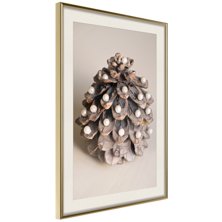 Wall Poster Christmas Decoration - cone decorated with white balls on a light background 137970 additionalImage 18