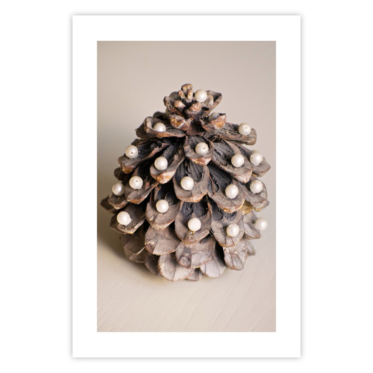 Wall Poster Christmas Decoration - cone decorated with white balls on a light background 137970 additionalImage 7