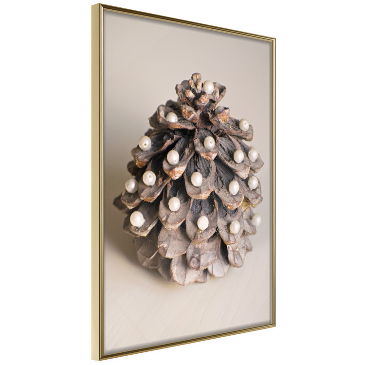 Wall Poster Christmas Decoration - cone decorated with white balls on a light background 137970 additionalImage 16