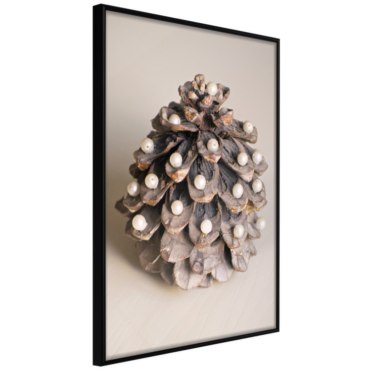 Wall Poster Christmas Decoration - cone decorated with white balls on a light background 137970 additionalImage 24