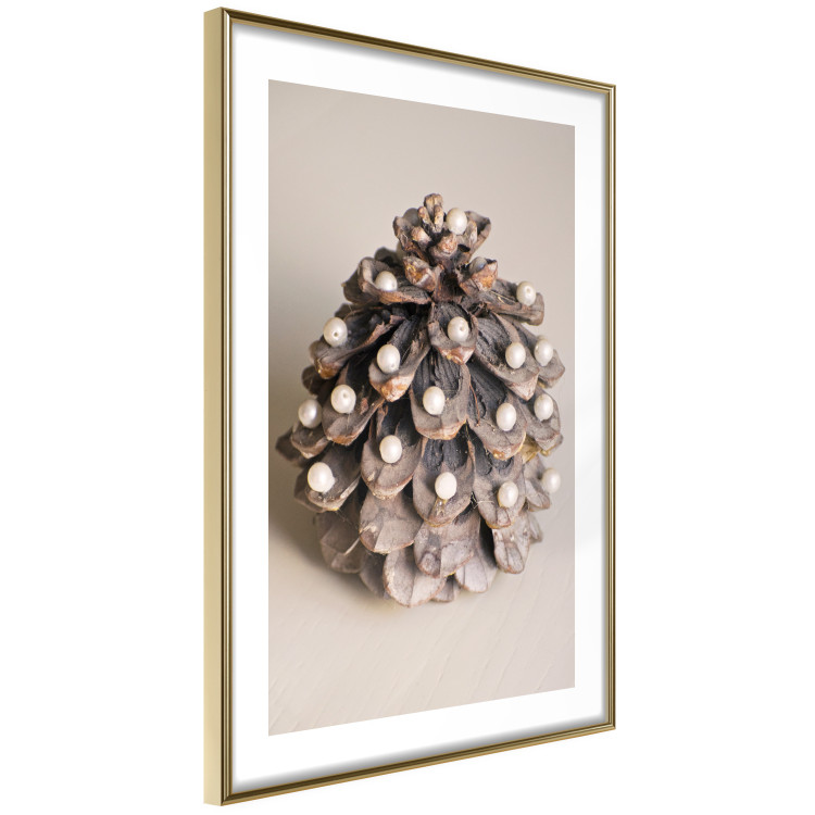 Wall Poster Christmas Decoration - cone decorated with white balls on a light background 137970 additionalImage 21