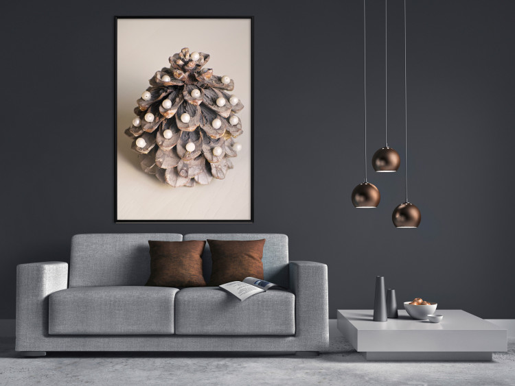 Wall Poster Christmas Decoration - cone decorated with white balls on a light background 137970 additionalImage 11
