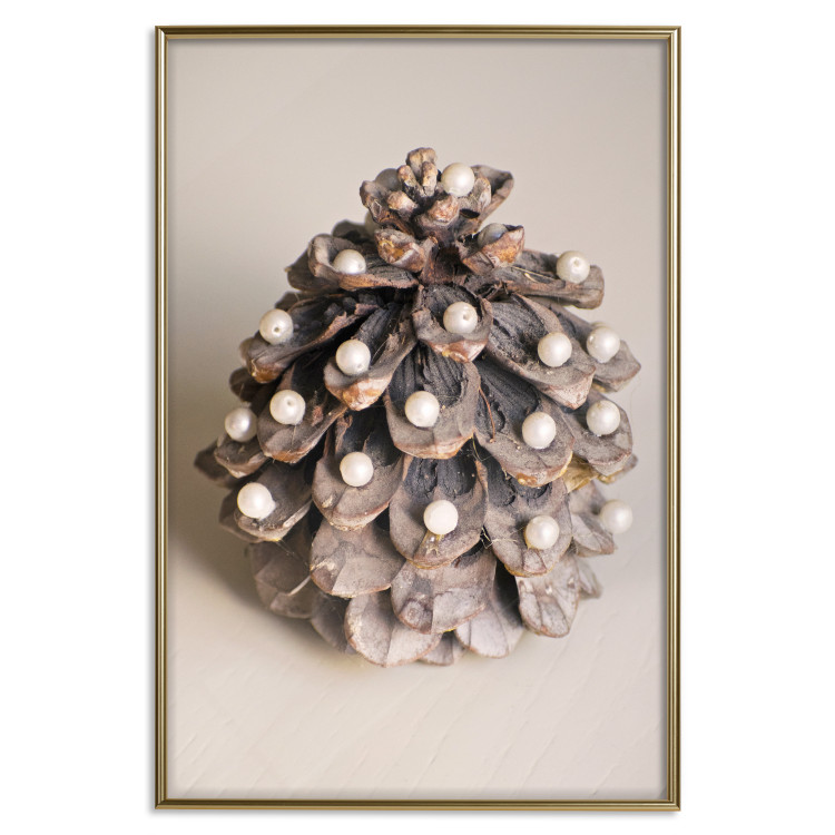 Wall Poster Christmas Decoration - cone decorated with white balls on a light background 137970 additionalImage 8