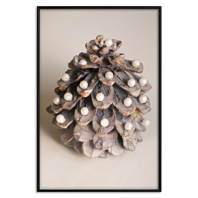 Wall Poster Christmas Decoration - cone decorated with white balls on a light background 137970 additionalImage 6