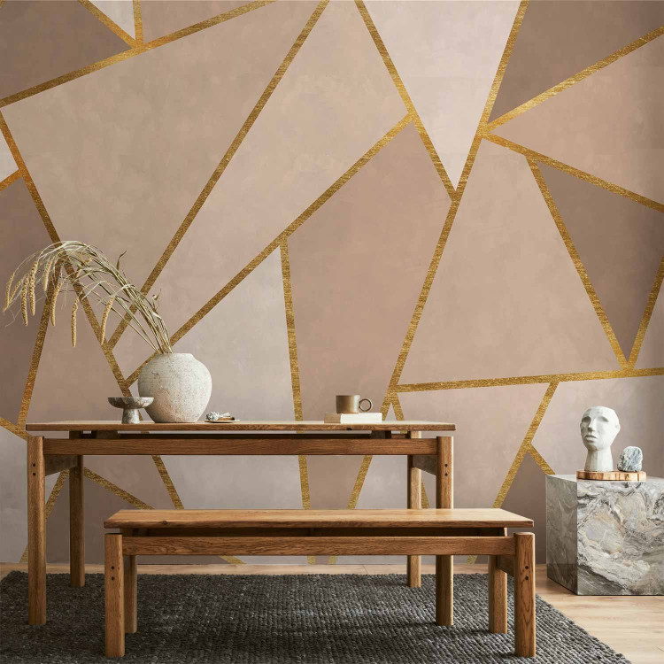 Photo Wallpaper Brown geometry - composition depicting triangles and squares 138570 additionalImage 6