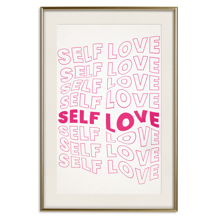 Poster Love Mantra - pink English texts on a contrasting white background 138870 additionalImage 26