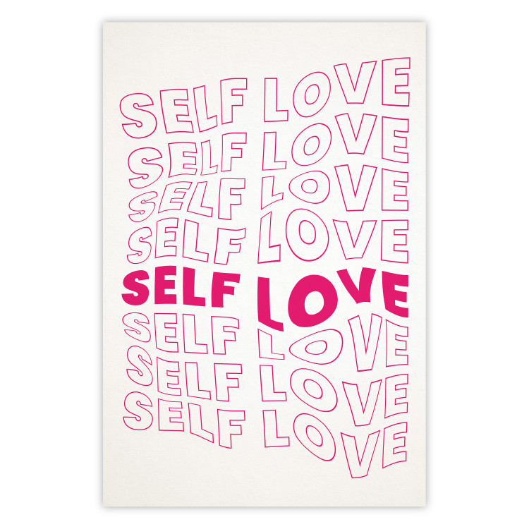 Poster Love Mantra - pink English texts on a contrasting white background 138870