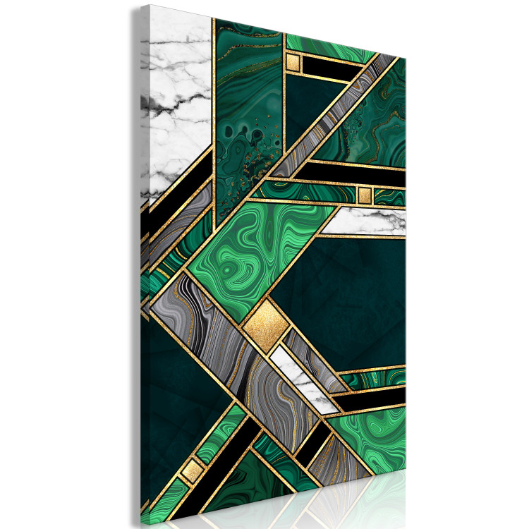 Canvas Art Print Green-Gold Geometry (1-piece) Vertical - abstraction with mosaic 142370 additionalImage 2