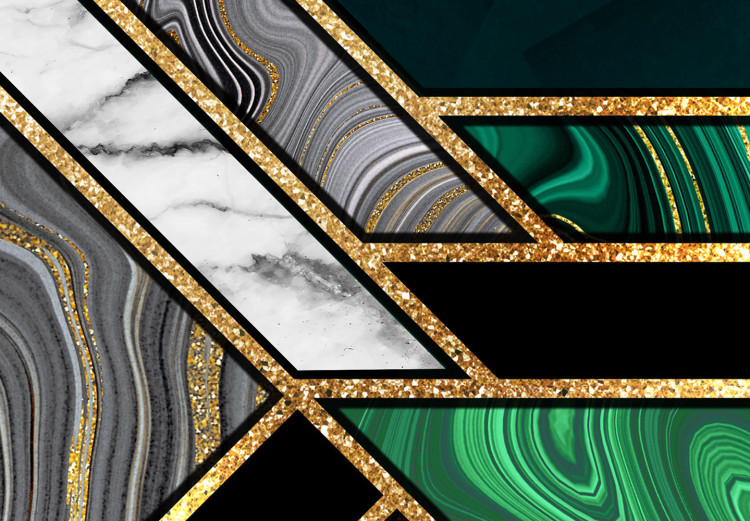 Canvas Art Print Green-Gold Geometry (1-piece) Vertical - abstraction with mosaic 142370 additionalImage 5