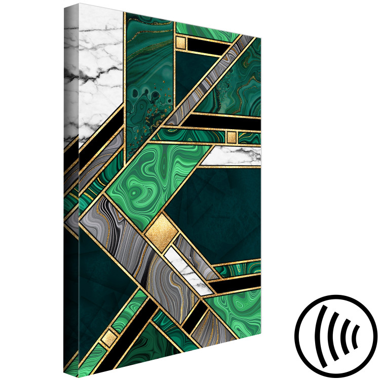 Canvas Art Print Green-Gold Geometry (1-piece) Vertical - abstraction with mosaic 142370 additionalImage 6