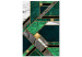 Canvas Art Print Green-Gold Geometry (1-piece) Vertical - abstraction with mosaic 142370