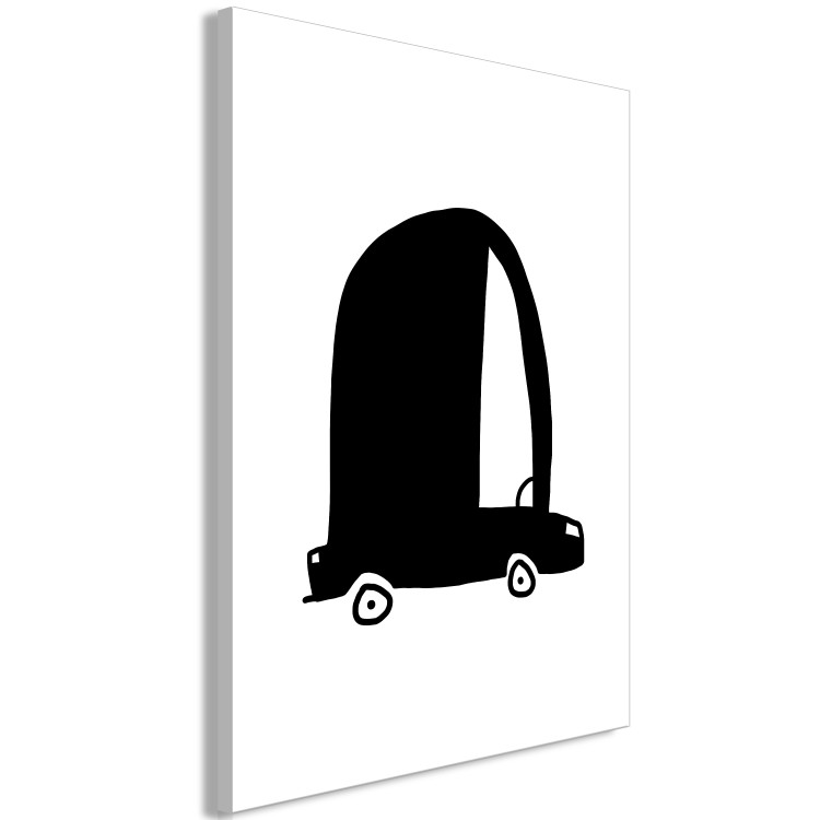 Canvas Art Print Children's Car (1-piece) Vertical - black and white drawing for children 143470 additionalImage 2