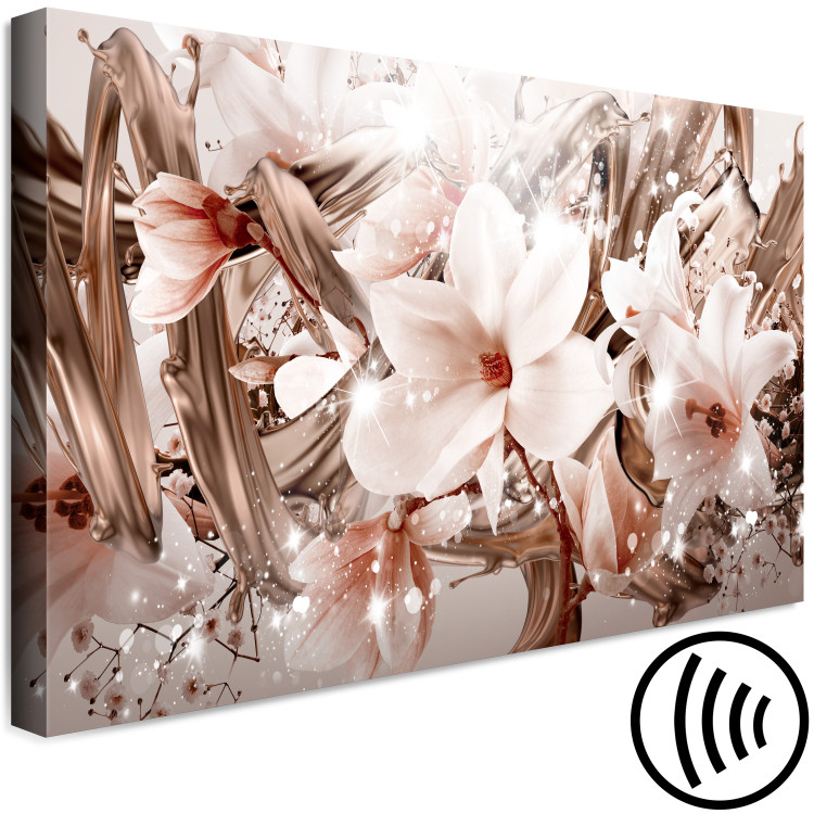 Canvas Print Flowers and Gold (1-piece) - magnolia and lilies in golden glow 143870 additionalImage 6